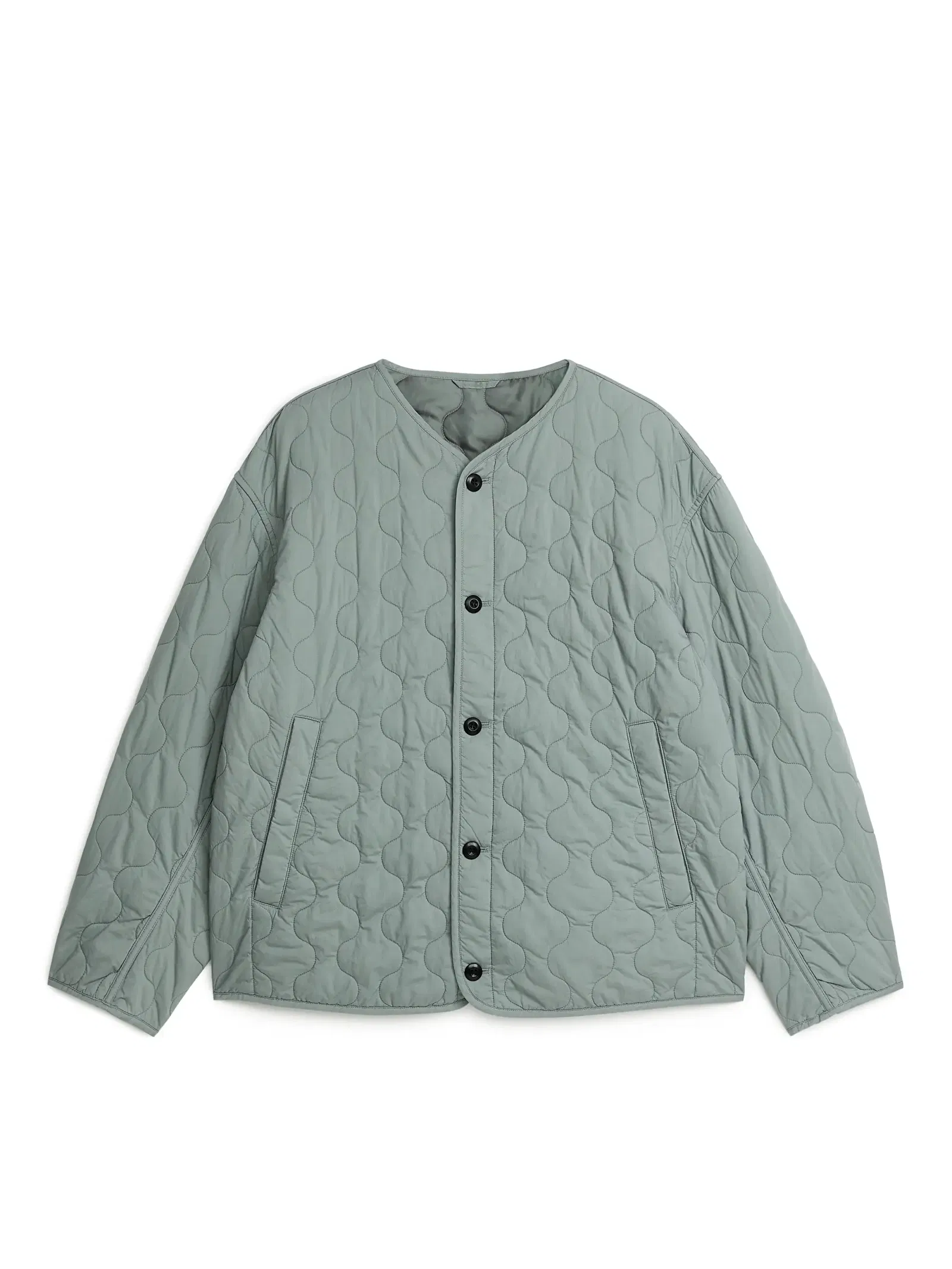 ARKET Quilted Liner Jacket in Pale Green Endource
