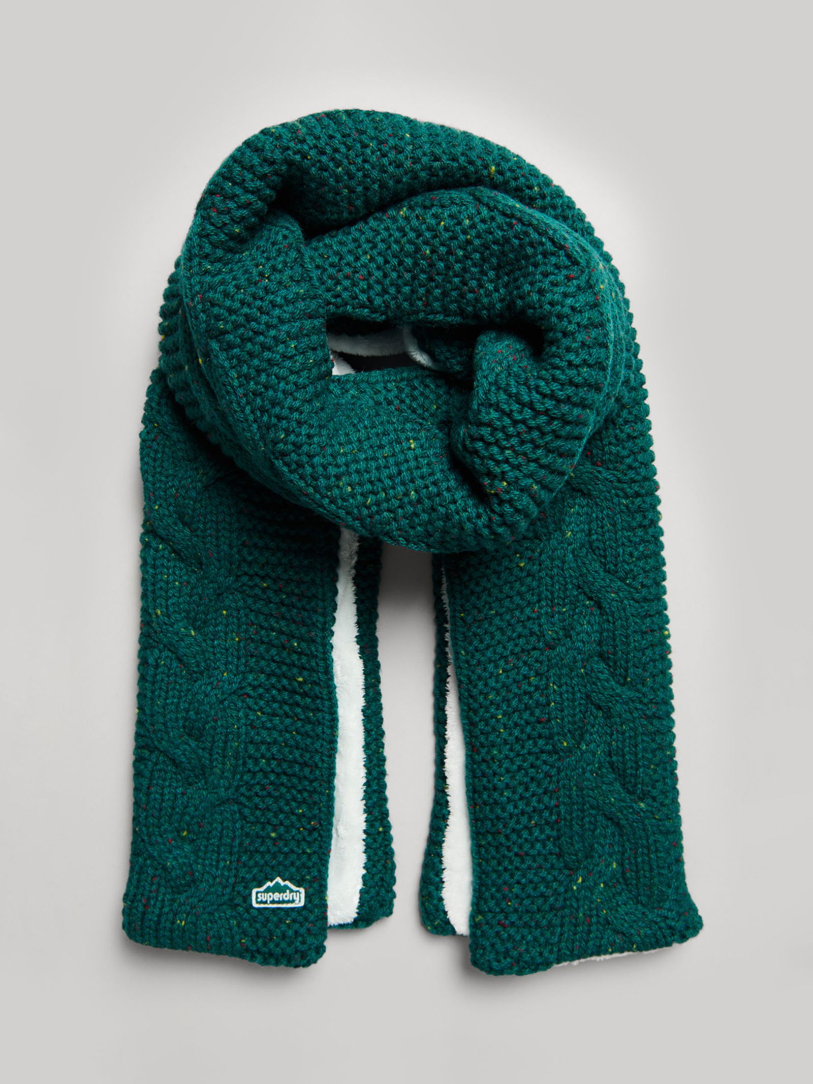 SUPERDRY Tweed Cable Knit Scarf endource