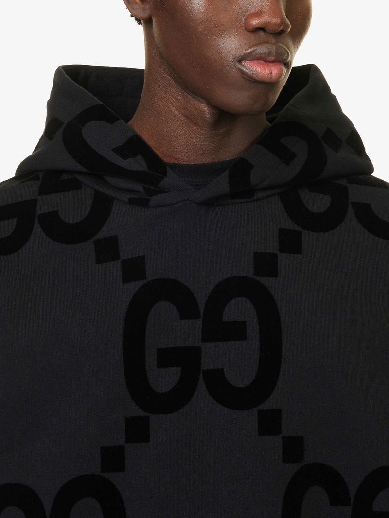 Jersey Hoodie Hoody Gucci GUCCI Monogram-Embellished Relaxed-Fit