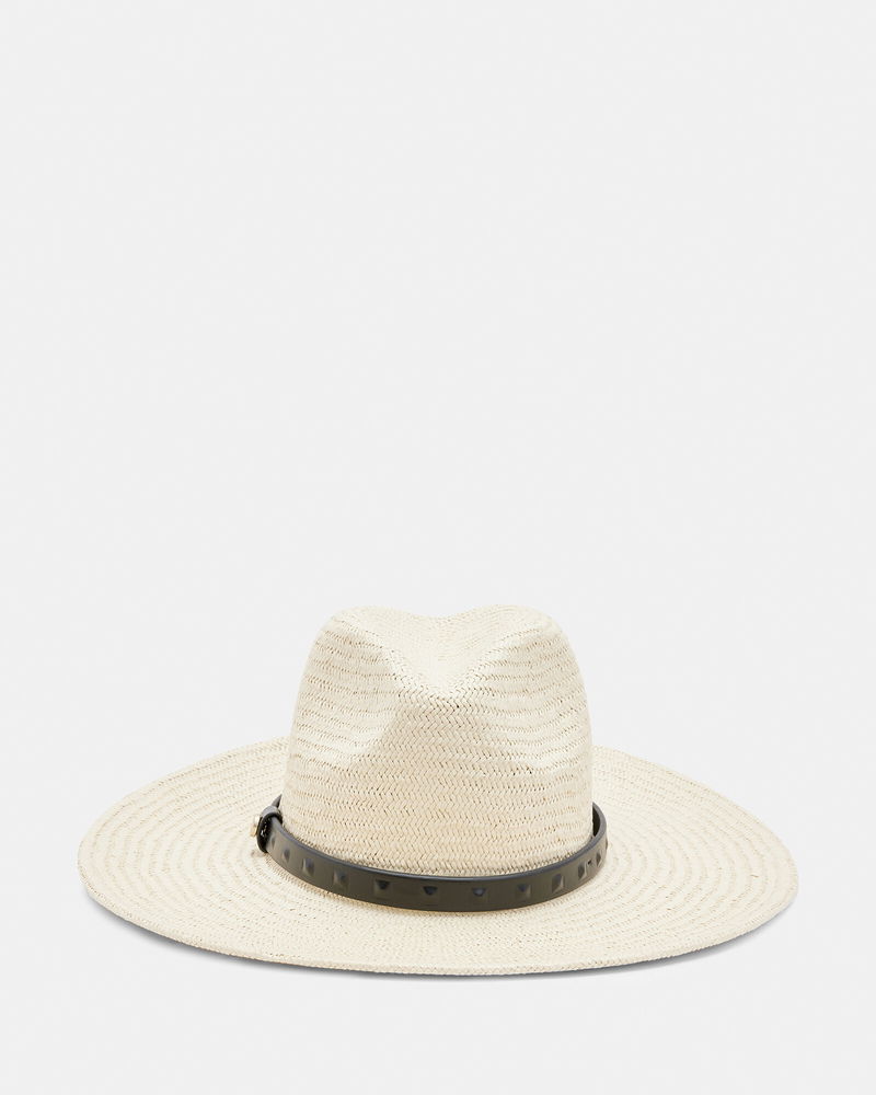 ALLSAINTS  Lara Studded Straw Fedora Hat in Natural ALLSAINTS Lara Studded Straw Fedora | endource main image 2