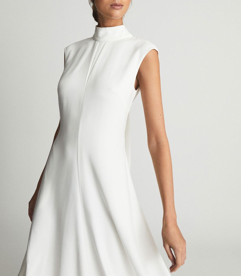 reiss livvy open back dress Reiss Open Back Midi Dress in Bright Pink