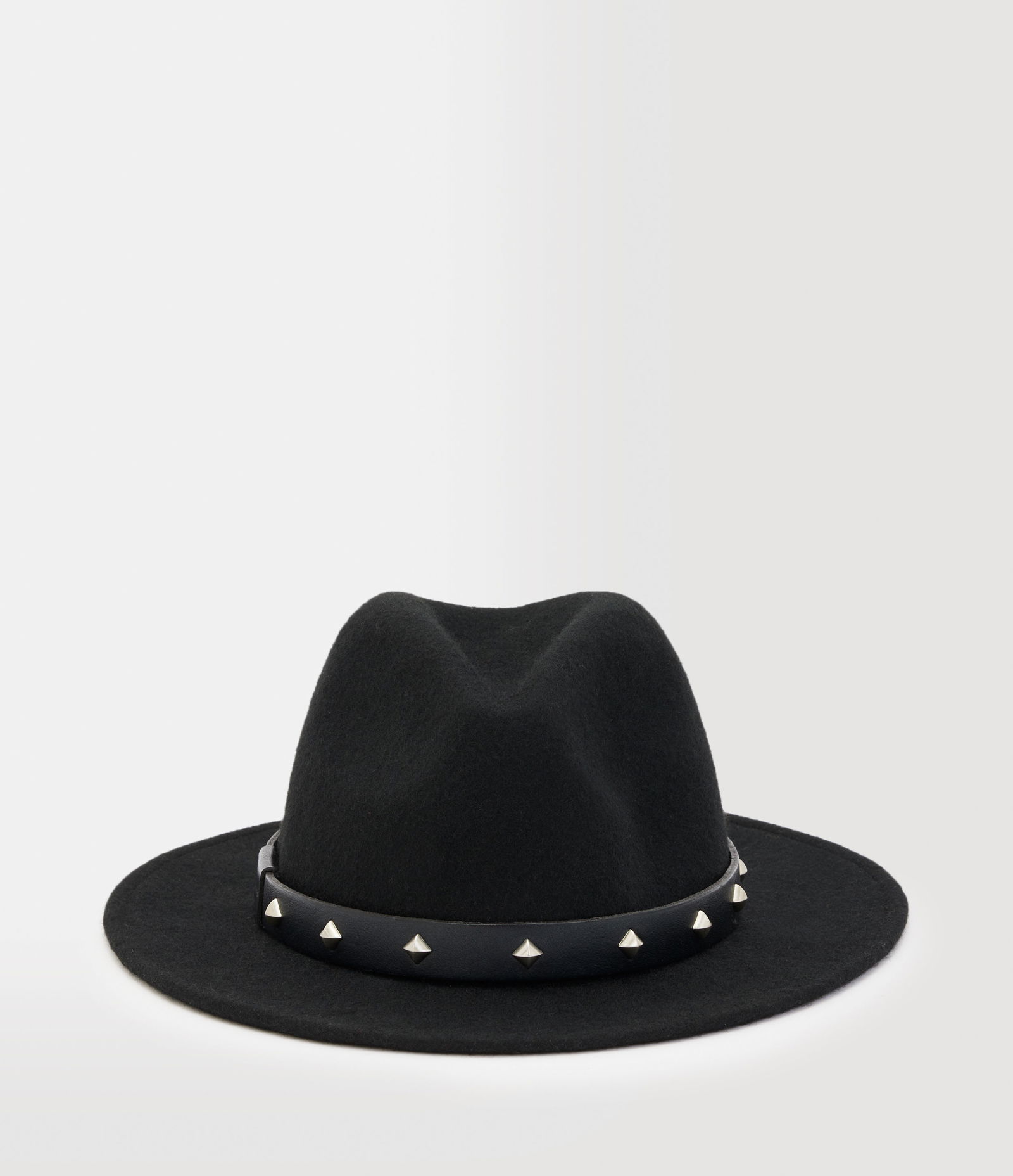 All Saints Black Wide-Brim Fedora with Gold Stud Band ALLSAINTS Talia AllSaints Fedora Hat | endource main image 3