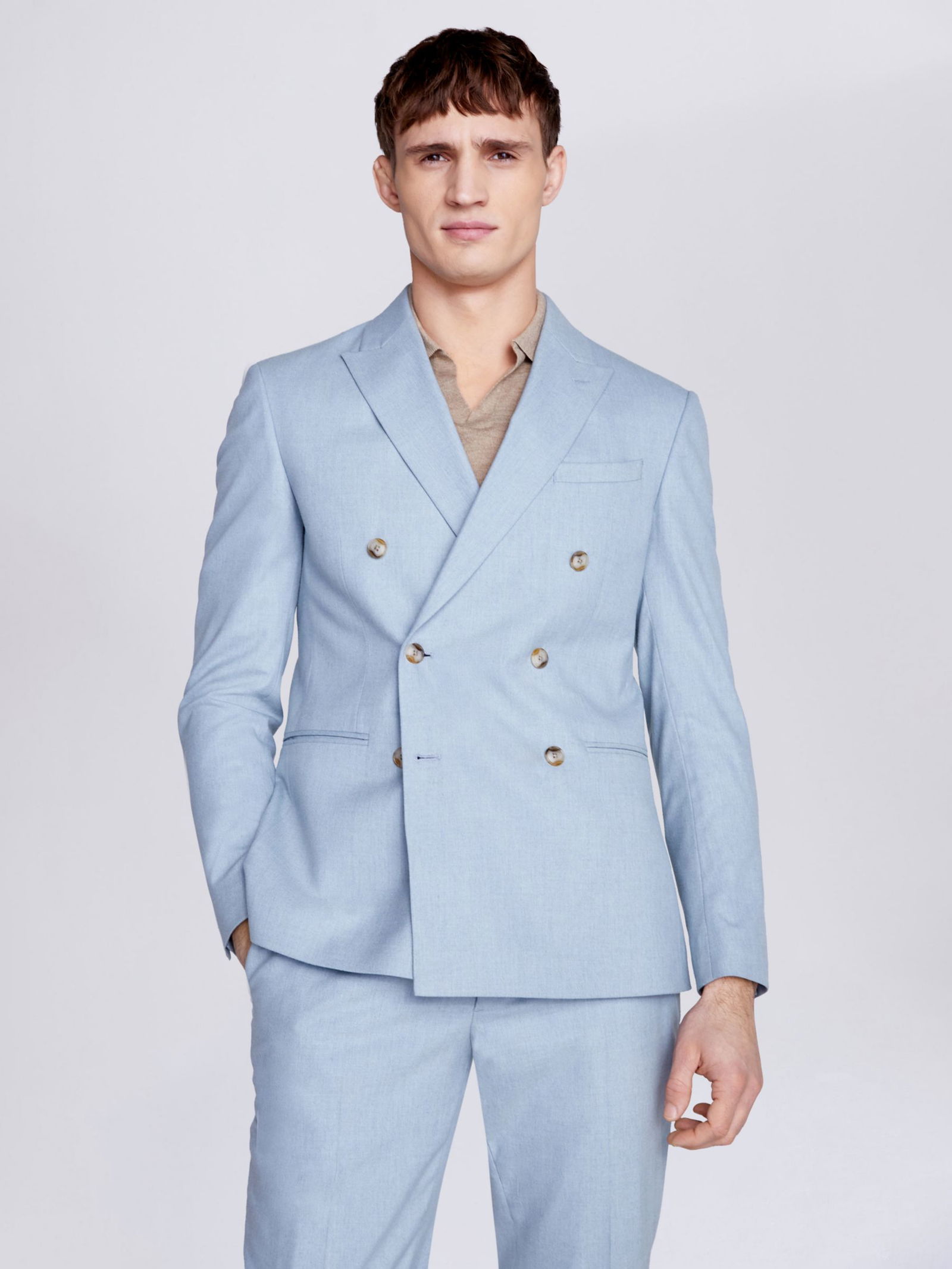 Moss Bros Sky Blue Slim Fit Suit Light Blue Moss Bros Double