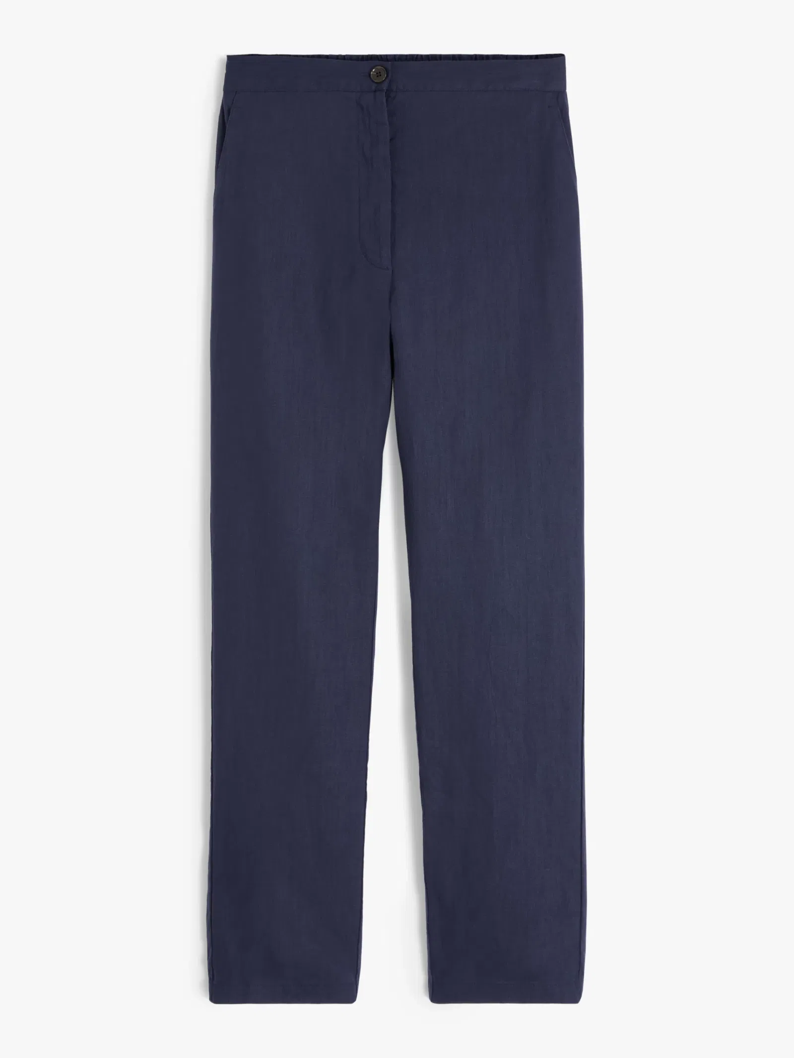 John Lewis Straight Fit Linen Trousers, Black at John Lewis & Partners