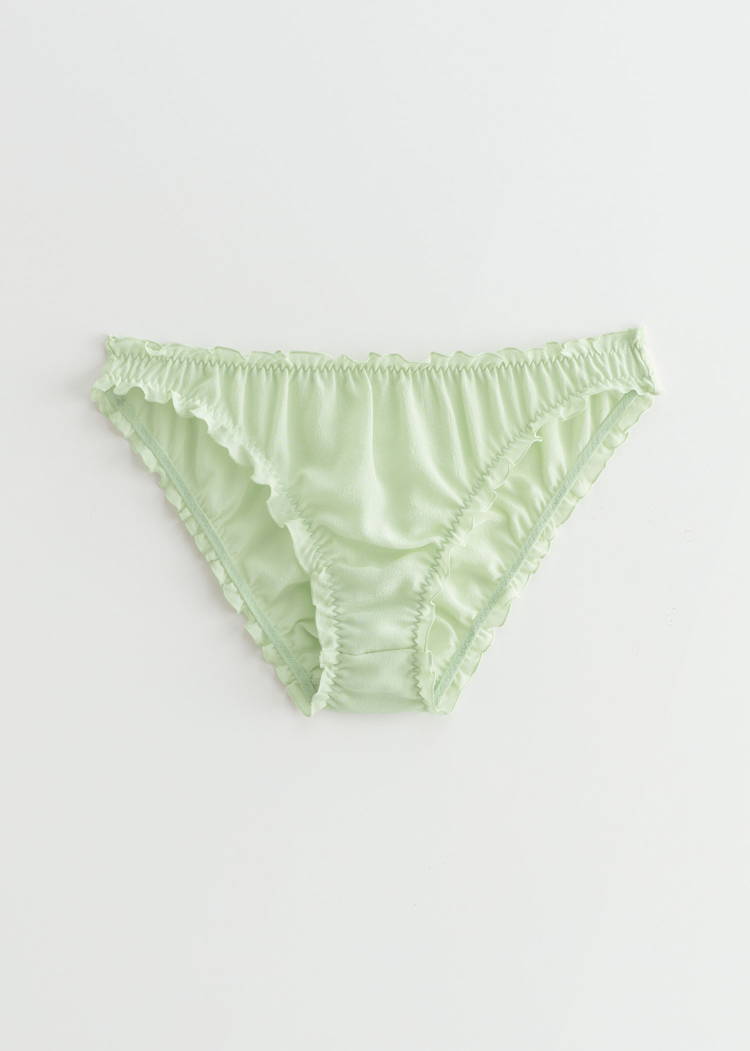  OTHER STORIES Ruffled Mulberry Silk Briefs in Light Green