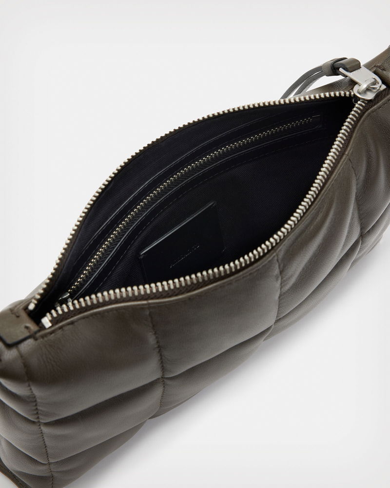 ALLSAINTS Eve Leather Quilted Crossbody Bag in Olive Endource