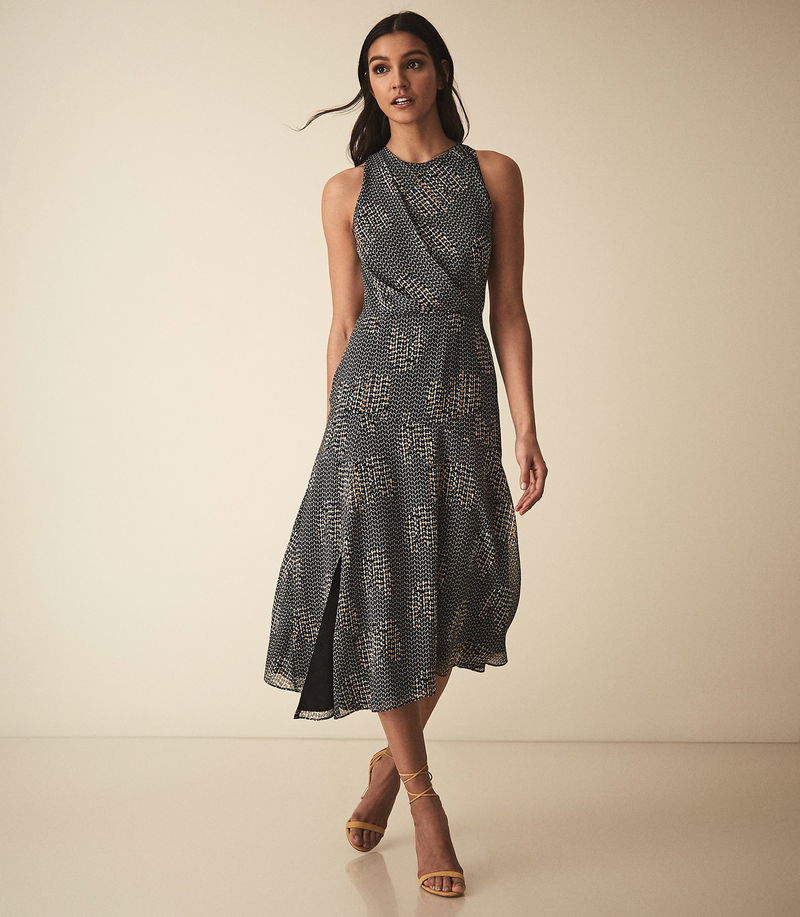 REISS Naima Bow Detail Midi Dress | Endource