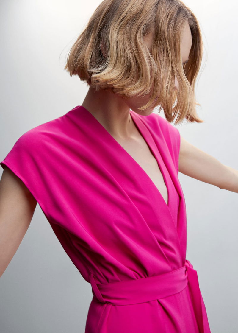 Fuchsia Flowy Jumpsuit with Bow