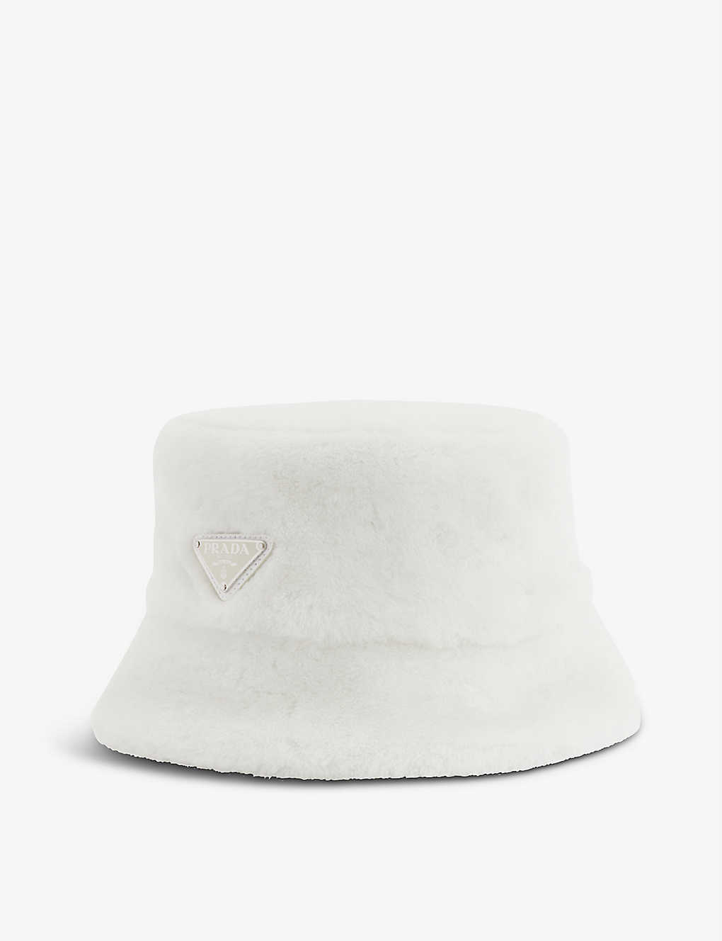 PRADA Logo-Plaque Shearling Bucket Hat | endource display picture 2