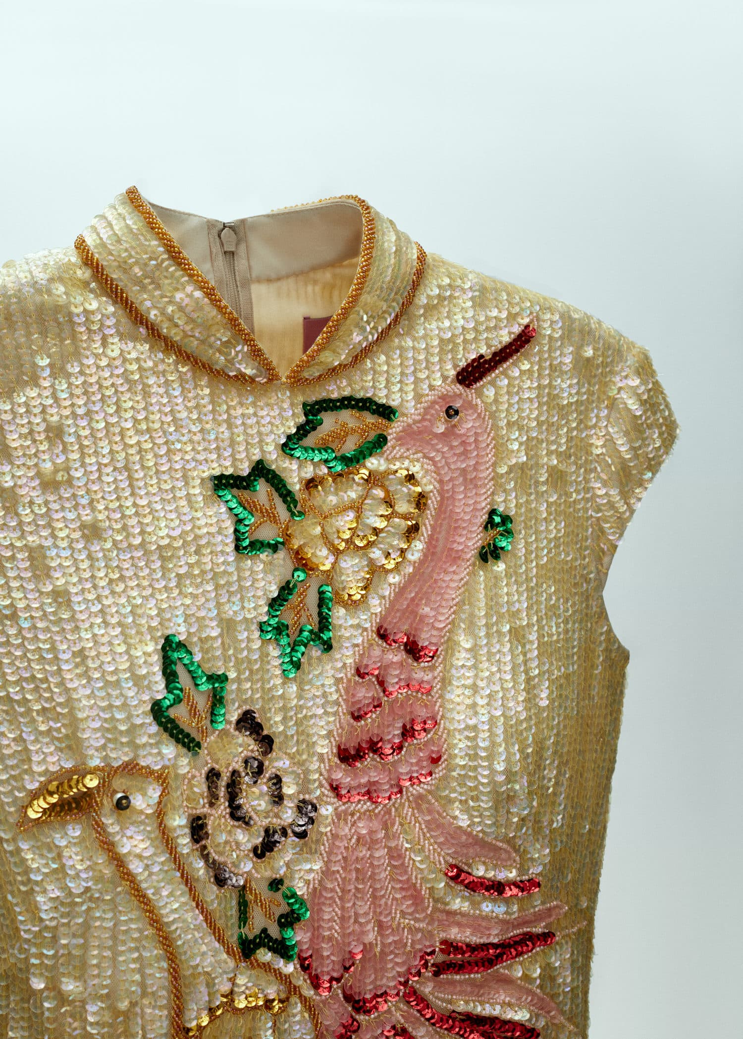 mango gold sequin dress Mac Duggal - Gold Sequined Cape Sleeve Mini Dress main image 1
