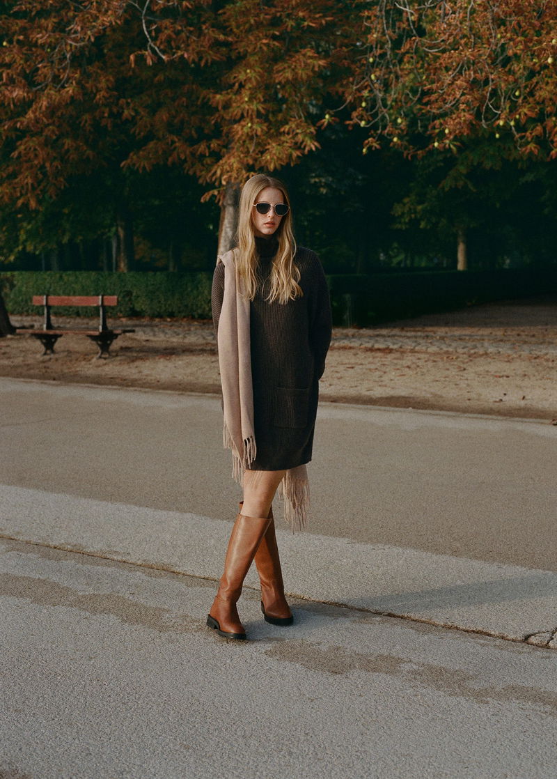 MANGO Knitted Turtleneck Dress | endource