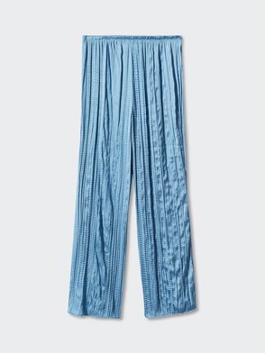 Pleated Satin Straight Leg Pants