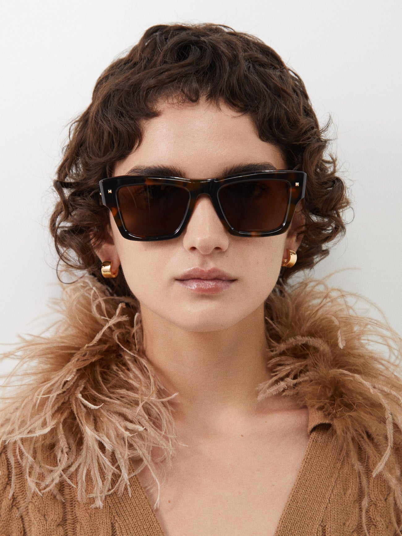 Valentino XXII- Rectangular Acetate Tortoiseshell Square Sunglasses - Green Valentino V-Gold II Women Dark Green Squared Butterfly  main image 4
