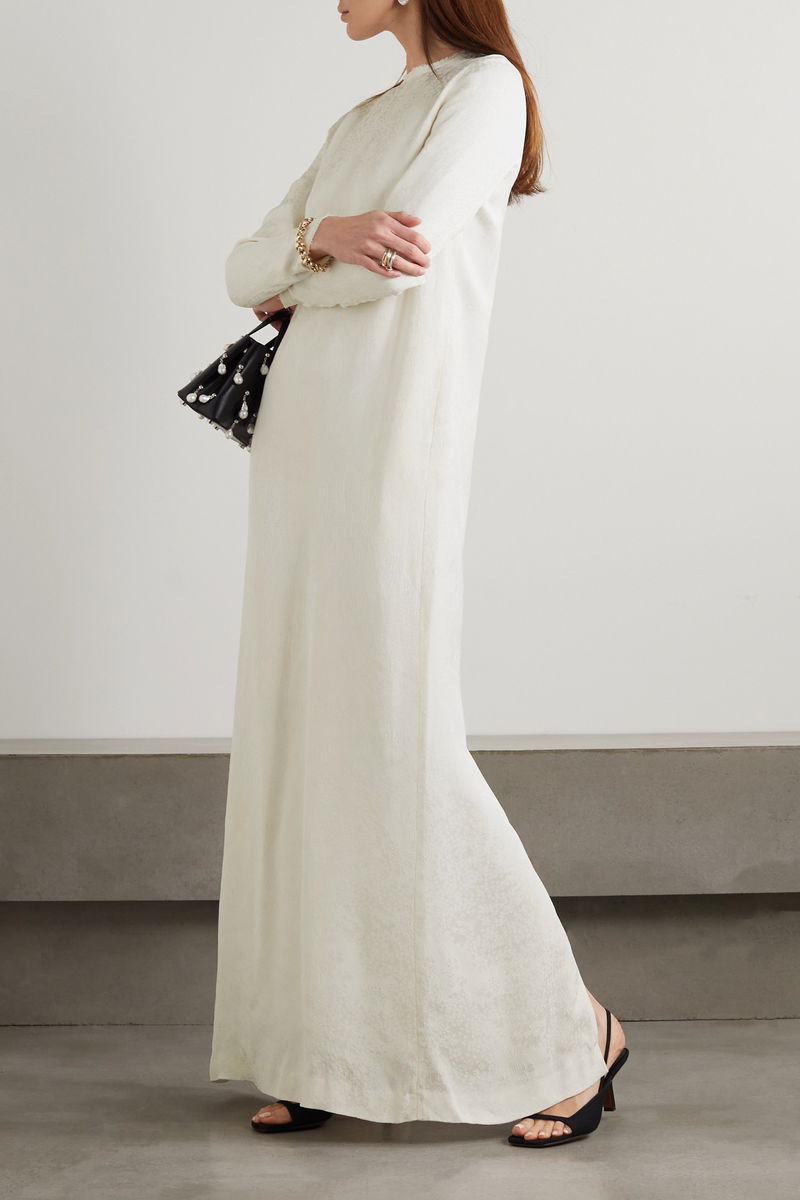 TOTEME Frayed Jacquard Maxi Dress | endource TOTEME Frayed Jacquard Maxi Dress | endource
