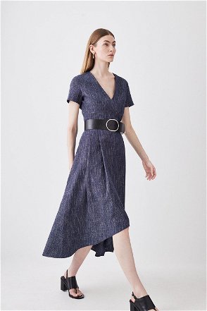 KAREN MILLEN Tweed Denim Mix A Line Dress