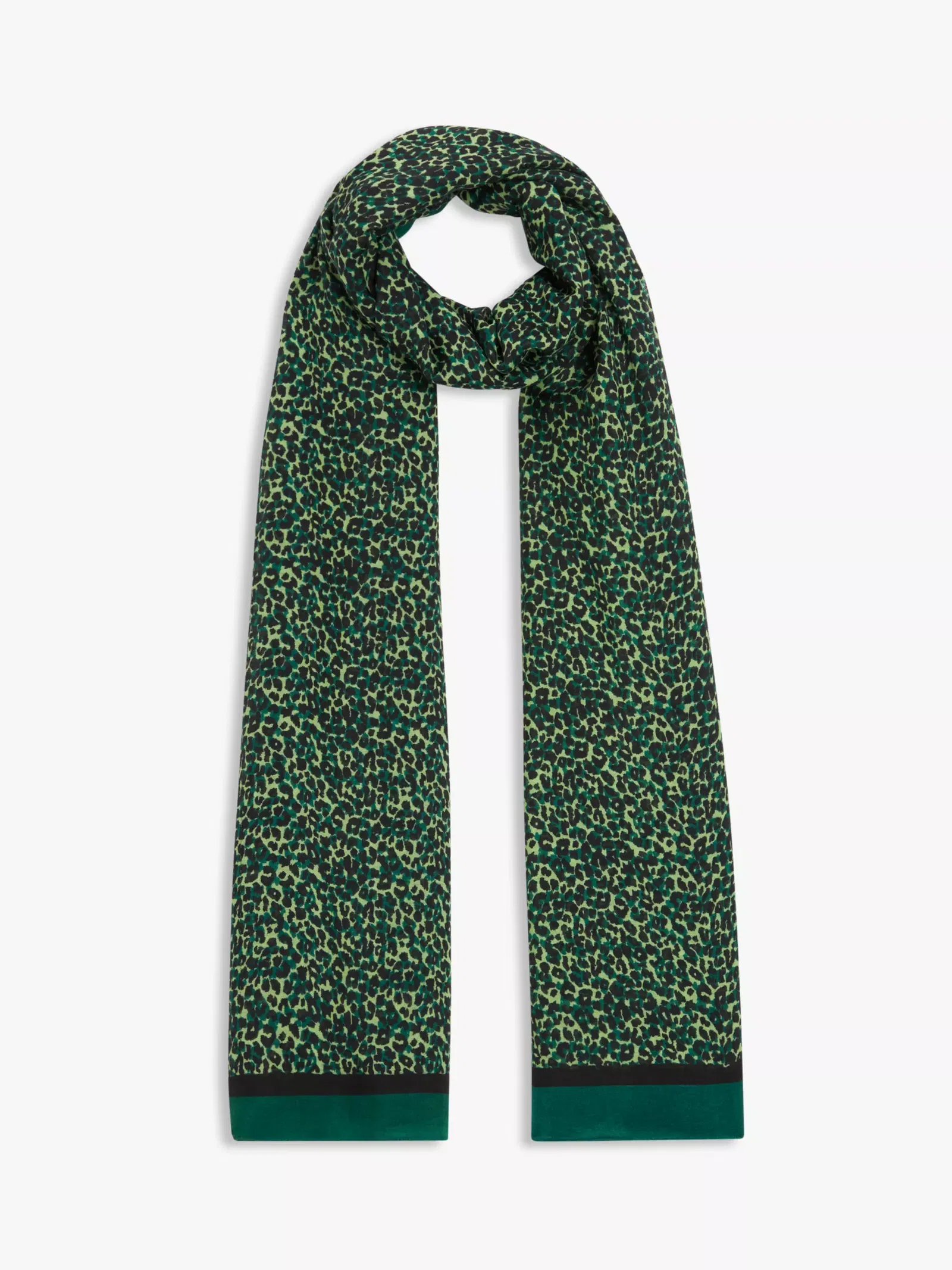 John Lewis Recycled Polyester Leopard Print Scarf, Green/Multi