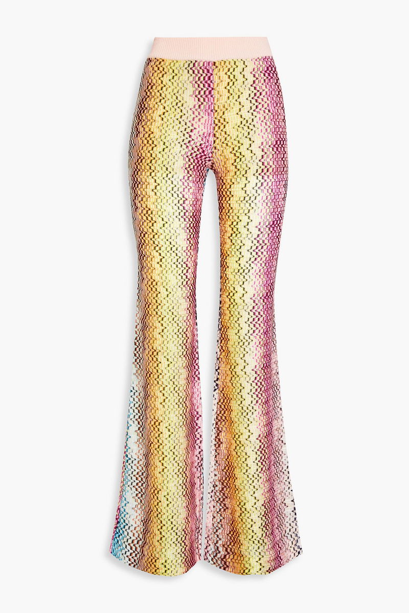 MISSONI CrochetKnit Flared Pants in Pink Endource