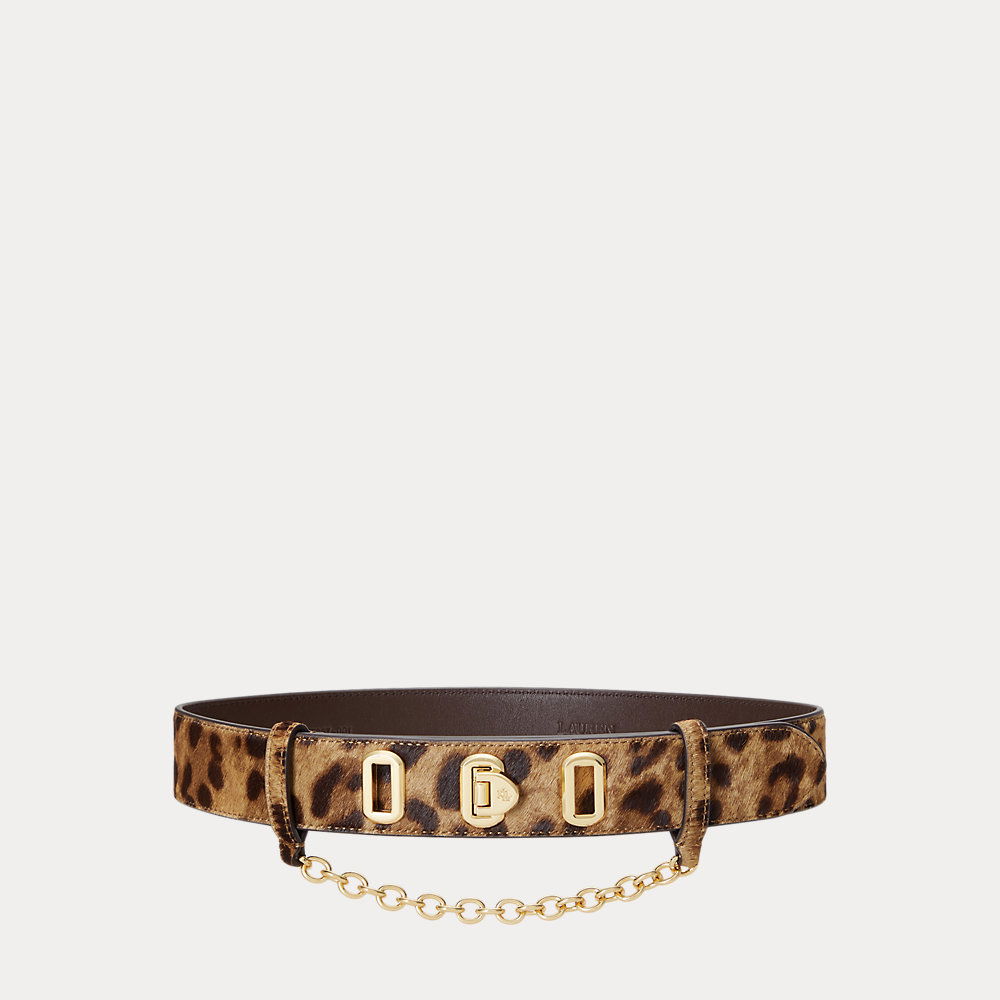 Lauren Ralph Lauren Leopard Print Calf Hair LRL Monogram Buckle Belt Large NEW 88b0b54400df21205a1079ad90143e  main image 2