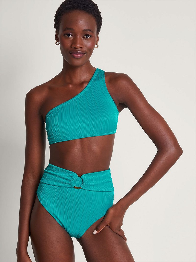 Monsoon Tori Textured Bandeau Bikini Top in Turquoise | Endource