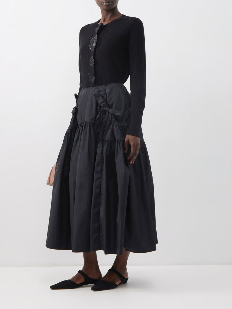 CECILIE BAHNSEN Justice Panelled Recycled-Taffeta Midi Skirt  