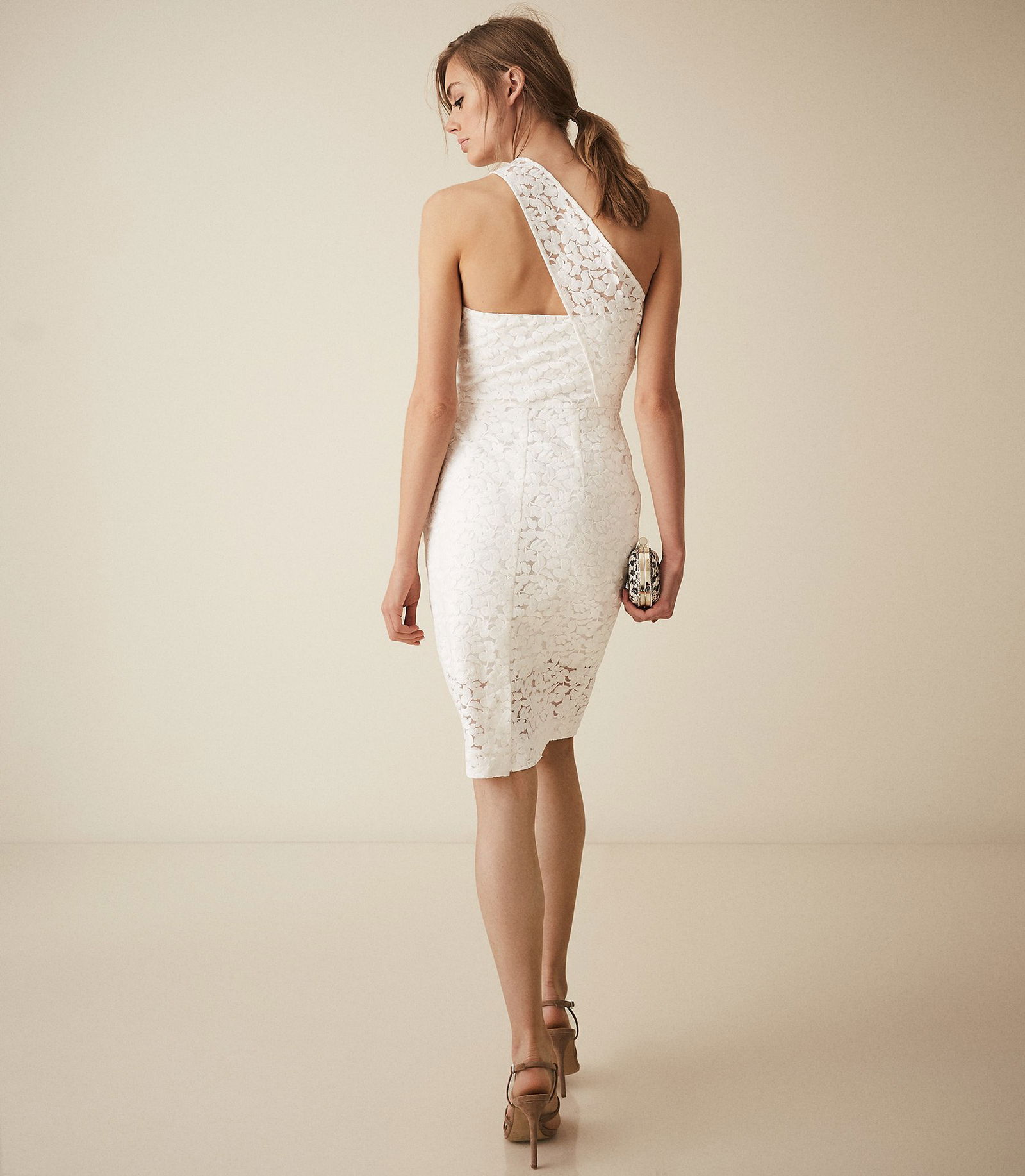 REISS Sophia One Shoulder Lace Dress | endource