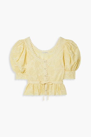 Broderie anglaise crop top in yellow - Stella Mc Cartney