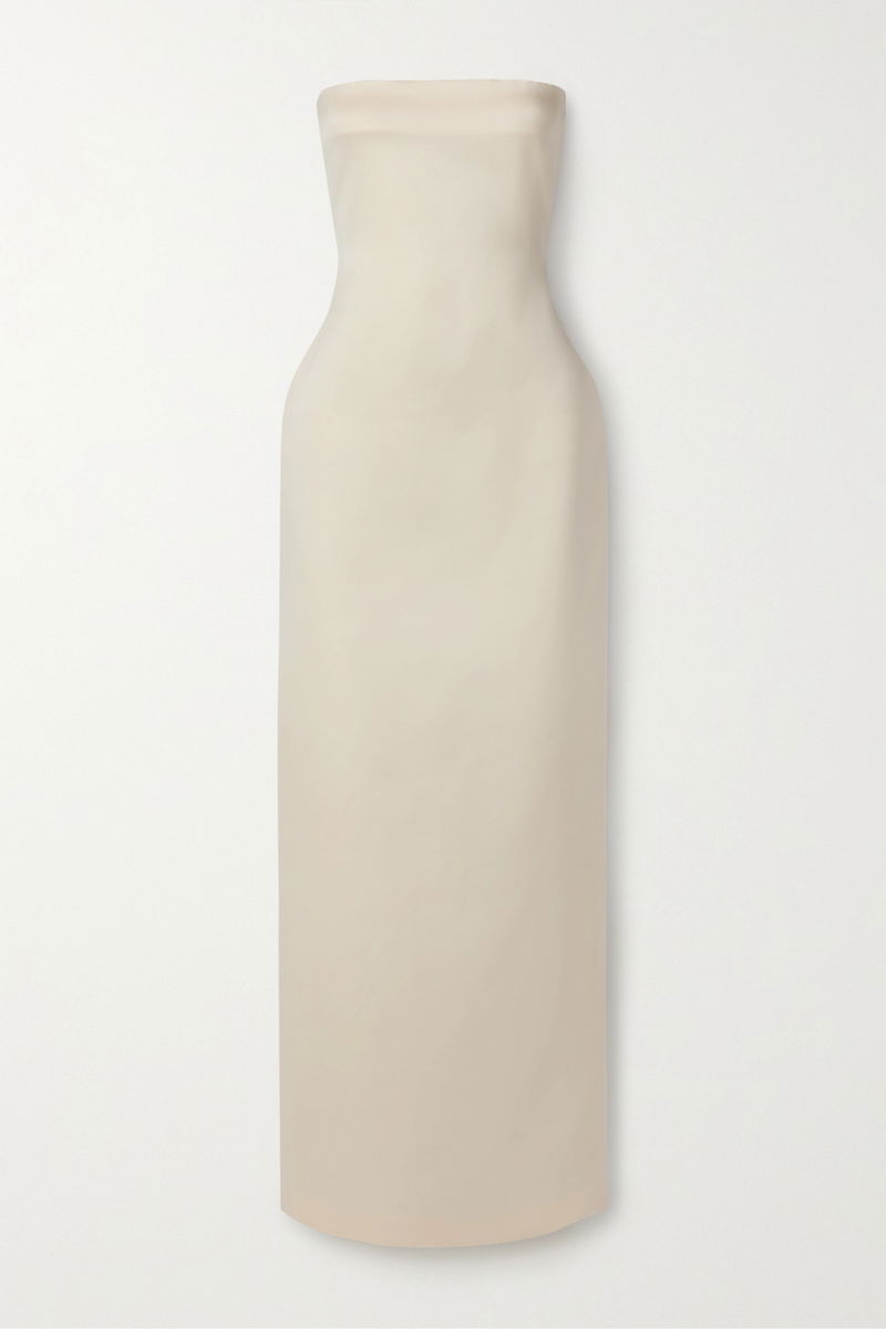 white christmas dresses THE ROW Size 2 Cream Viscose Elastane Tunic Knee-Length Dress – Sui Generis  Designer Consignment main image 0