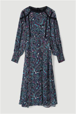 Catriona Cotton Shirred Midi Dress - Paisley Blue – Borgo de Nor