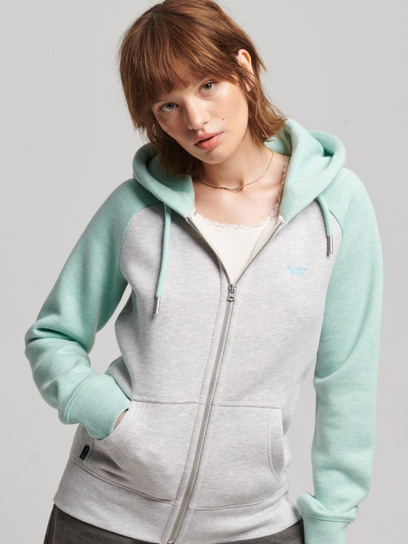 SUPERDRY Vintage Logo Embroidered Baseball Zip Hoodie endource