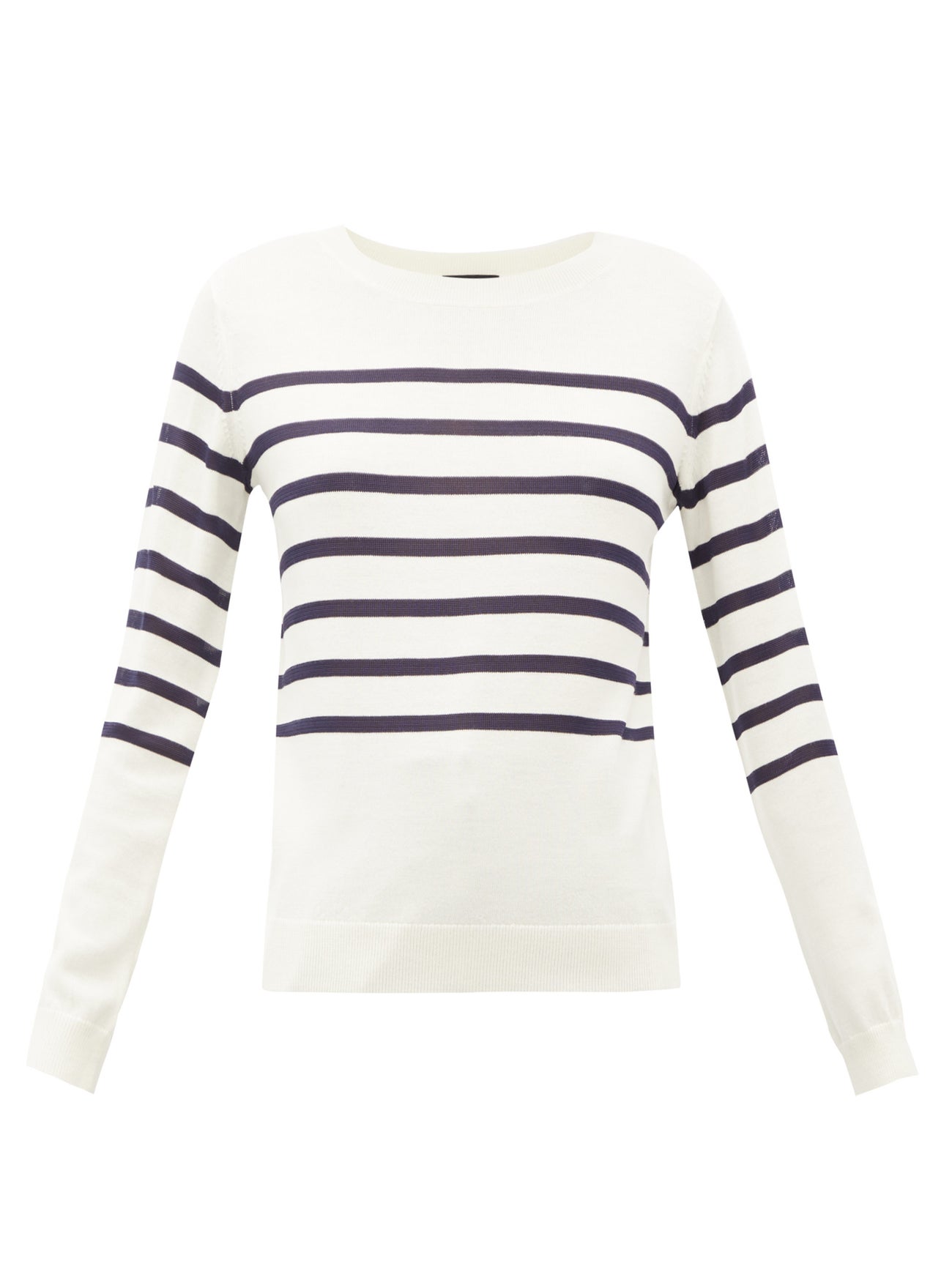 Cordelia Breton-Stripe Merino Wool-Blend Sweater endource