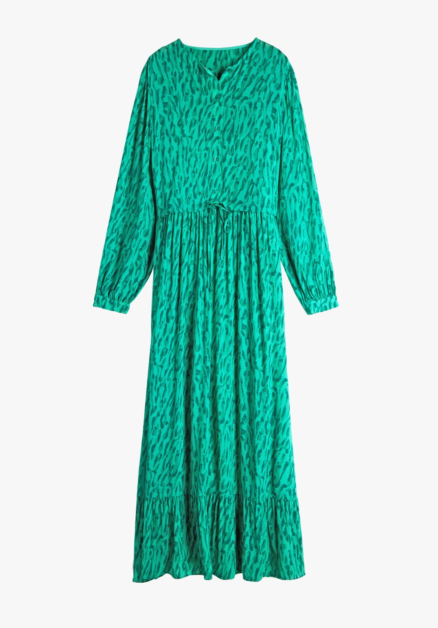 HUSH Flora Maxi Dress in Abstract Animal Green | Endource