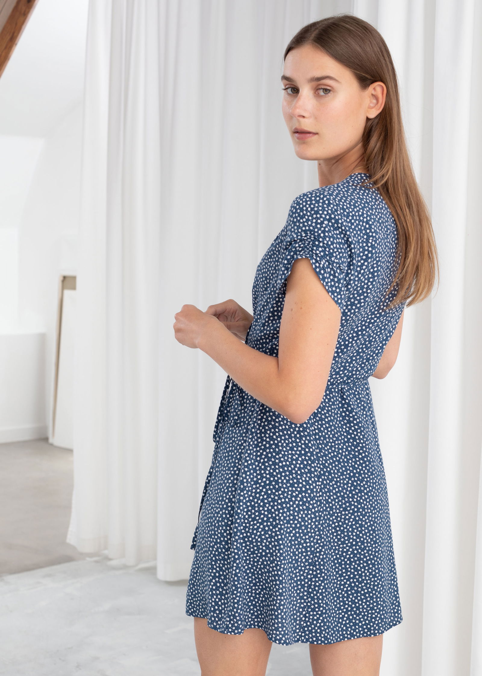 micro floral wrap mini dress & OTHER STORIES Micro Floral Wrap Mini Dress