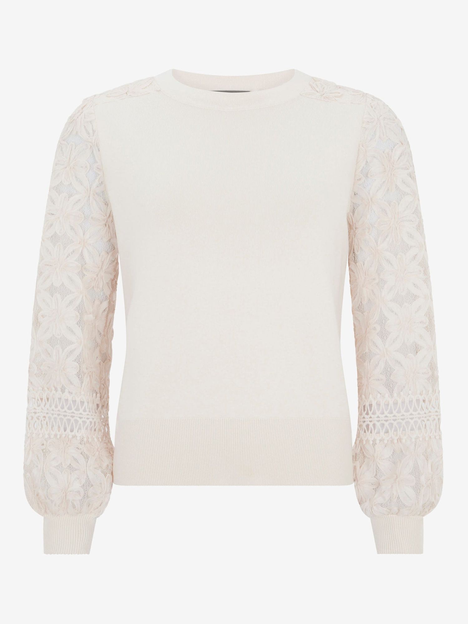 MINT VELVET Lace Sleeve Jumper in Natural Cream | Endource