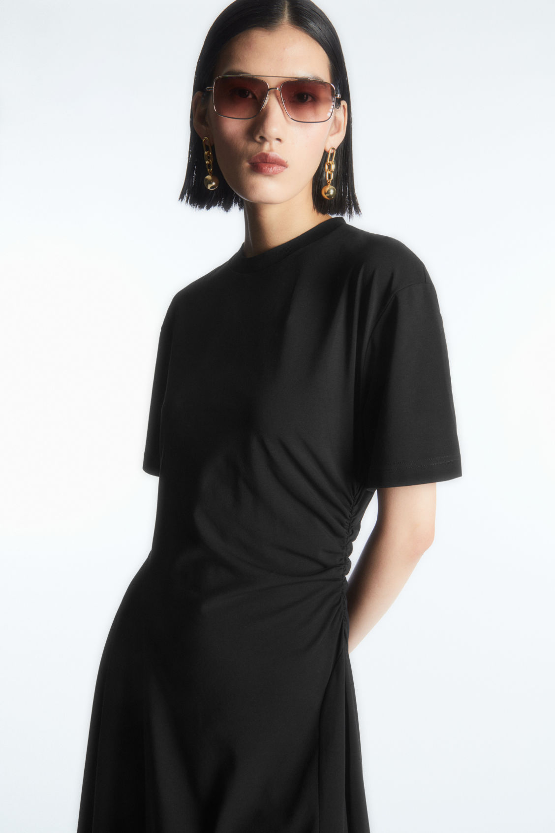 navy blue dress for baby girl ASYMMETRIC DECONSTRUCTED SHIRT DRESS main image 1