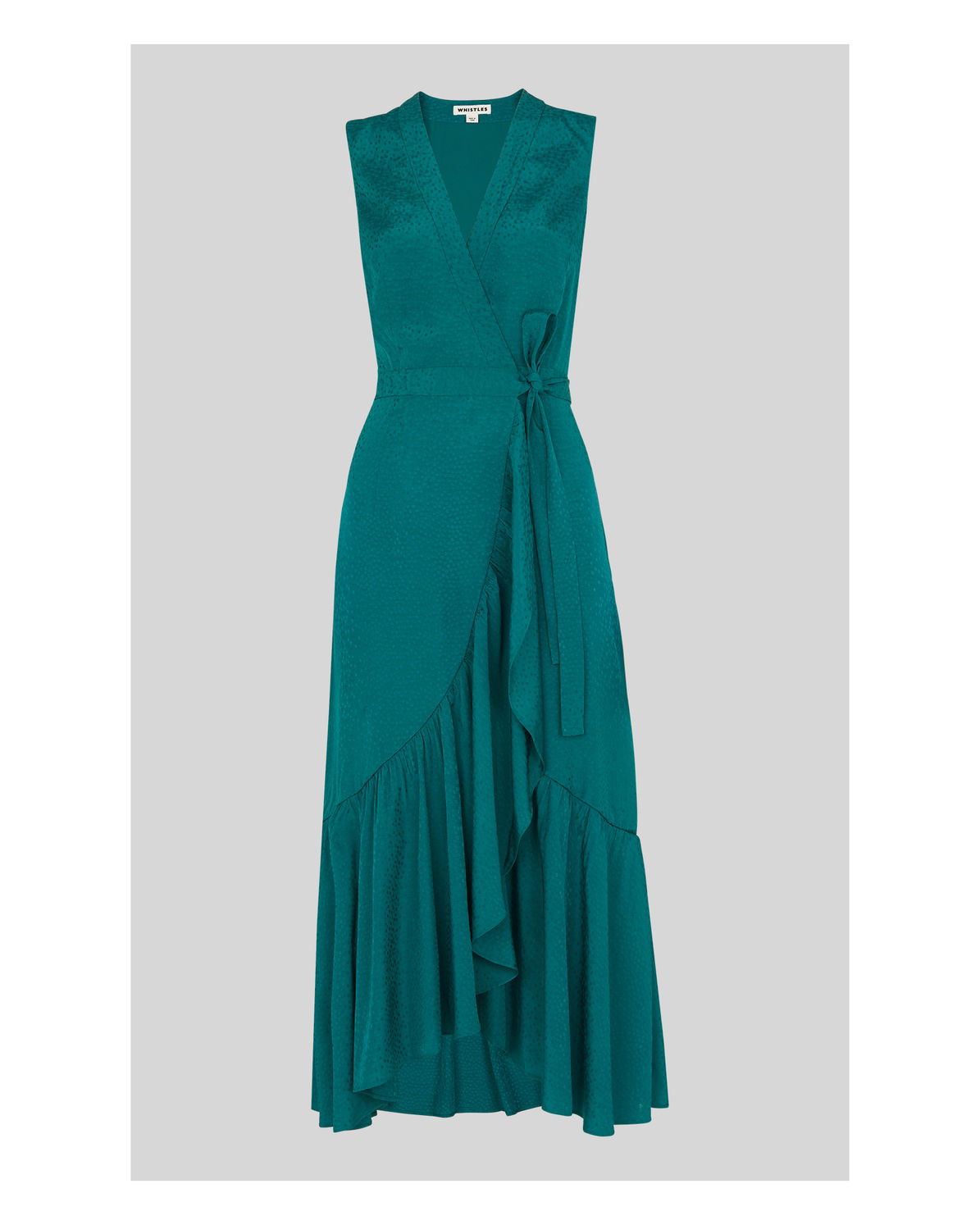 WHISTLES Francesca Jacquard Wrap Dress in Green Endource