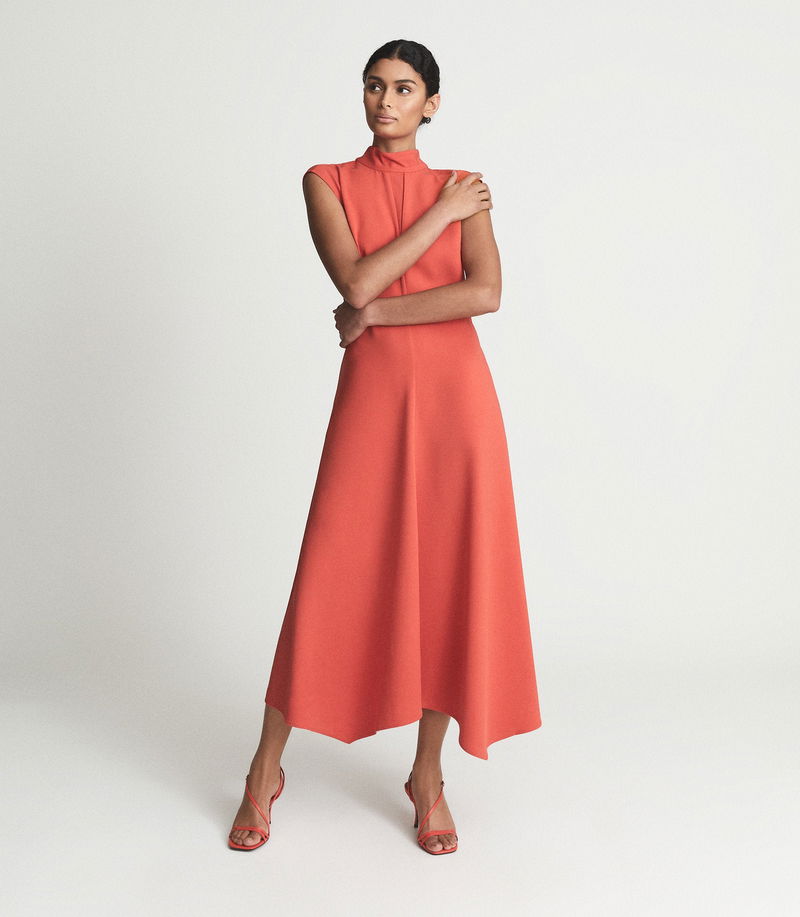 reiss livvy open back dress REISS LIVVY OPEN BACK MIDI DRESS IN TEAL SIZE US8 NWOT