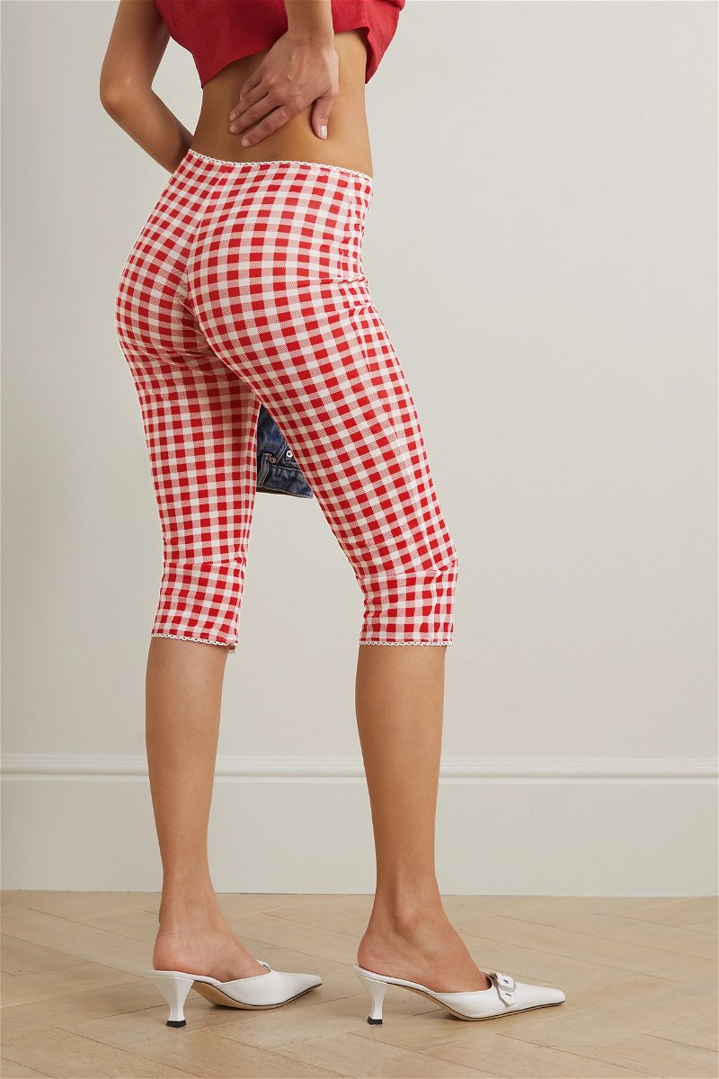 Capri Red Checkerboard Print Cotton Trousers