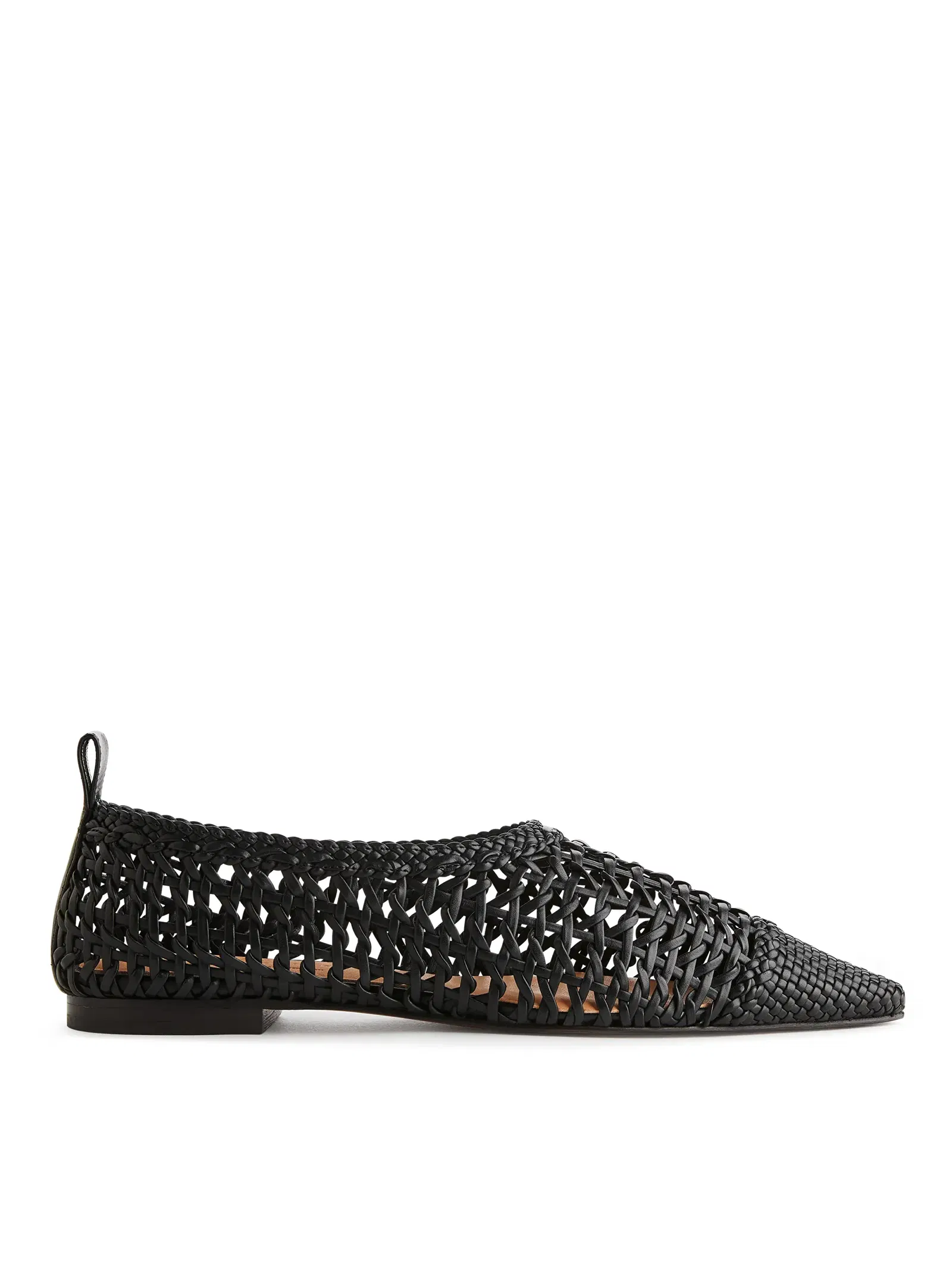 ARKET Pointy Woven Ballerinas in Black | Endource