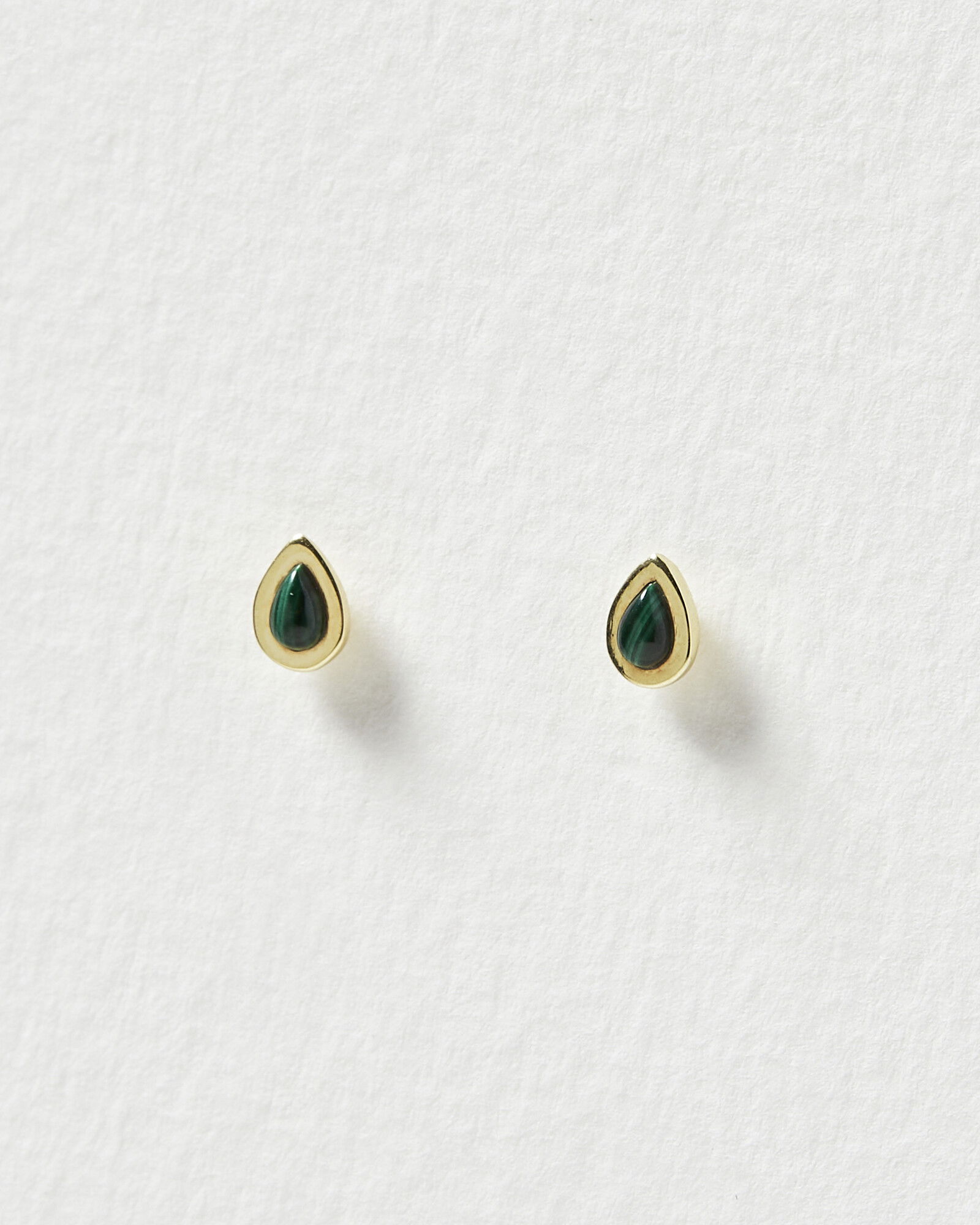 OLIVER BONAS Zosia Green Malachite Gold Plated Stud Earrings