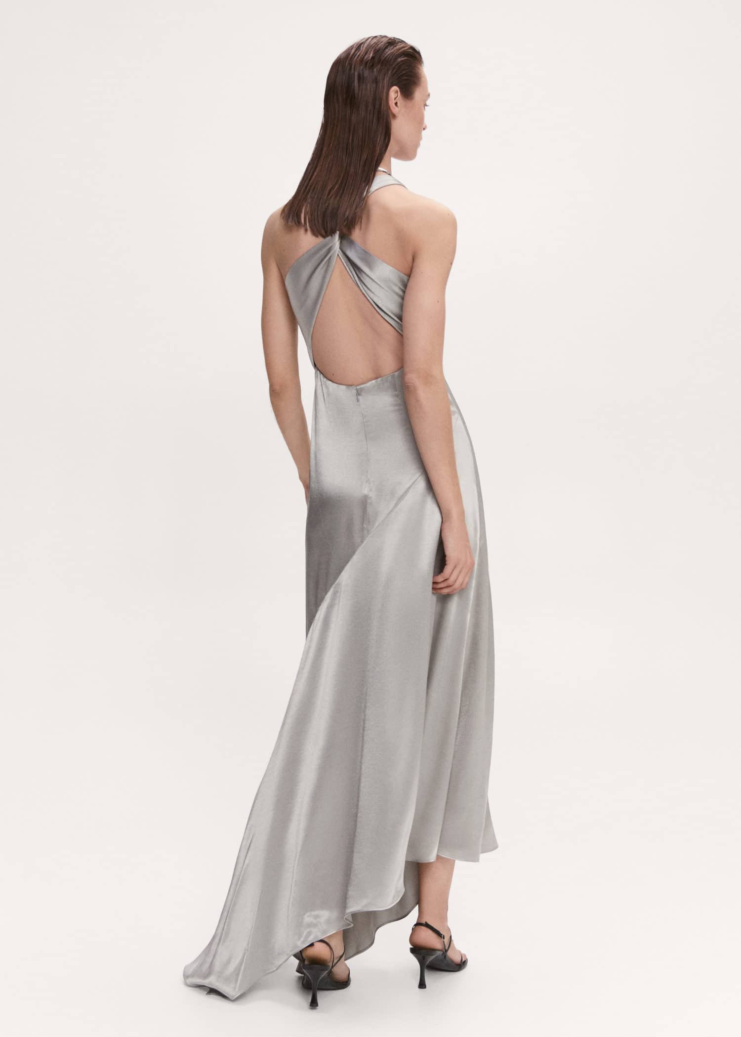MANGO Asymmetrical Satin Dress With Asymmetrical Hem