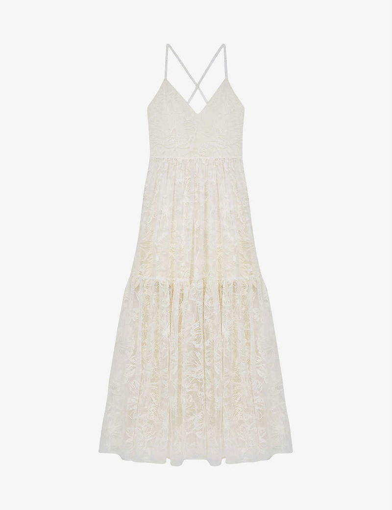 MAJE Roliana Strappy Embroidered-Lace Dress | endource