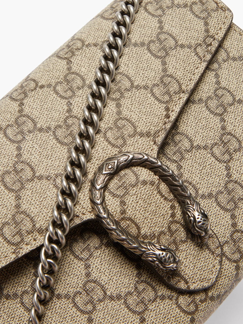 GUCCI Dionysus Chain-Strap GG-Supreme Canvas Wallet endource