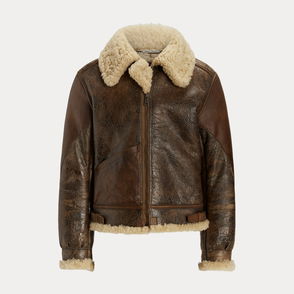 REISS Loburn Shearling Jacket in Mocha