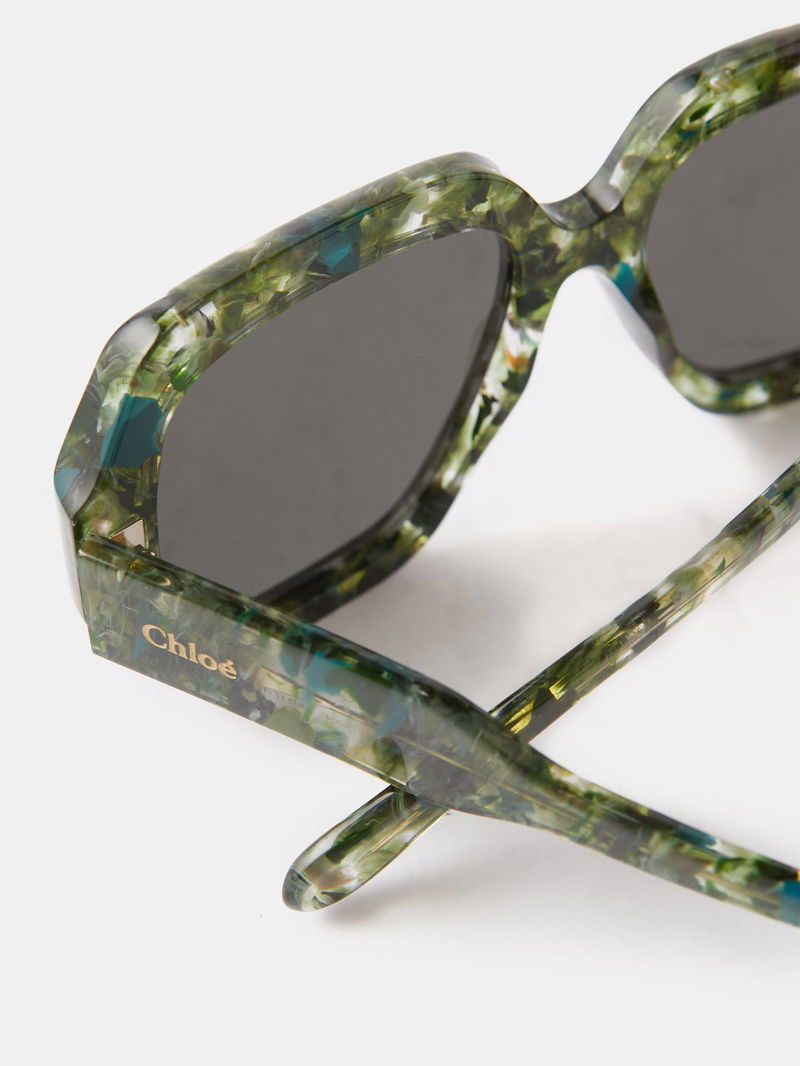 NWT Chloe Gayia 55mm square - Marbled Green-Blue Oversized Women\'s Sunglasses Chloé Gayia 55MM Square Sunglasses | Saks Fifth Avenue main image 2