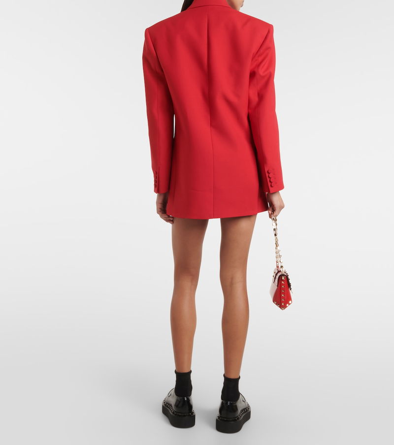 Valentina Knit Crepe Blazer - Red