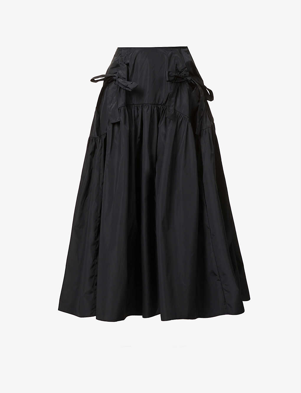 CECILIE BAHNSEN Justice Self-Tie Shell Midi Skirt in BLACK | endource