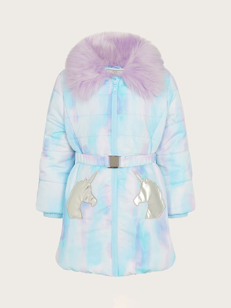 Monsoon Kids' Watercolour Ombre Unicorn Padded Parka endource