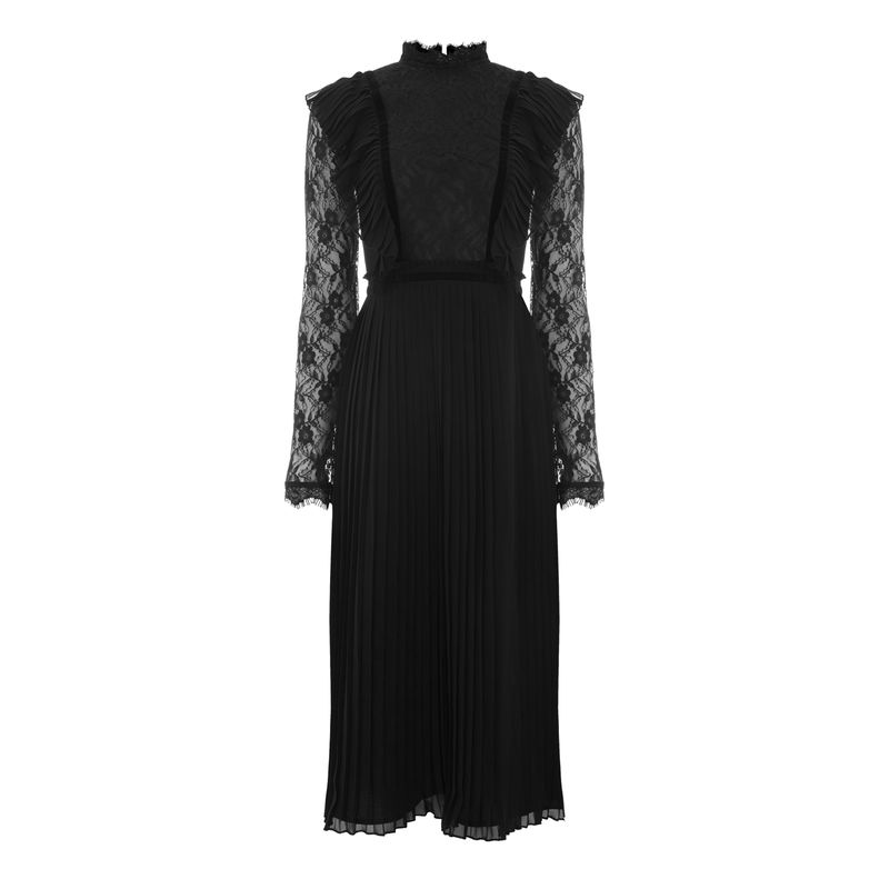 chinese dress ladies S) 70s Lace Eyelet Bell Sleeve Maxi Dress  The Clothing Warehouse