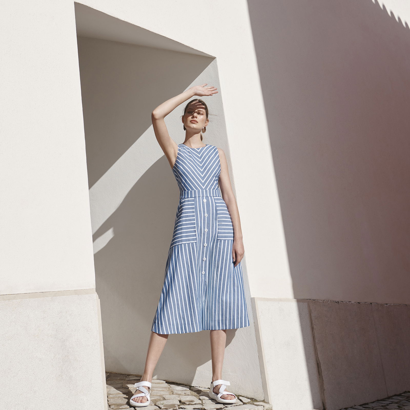 warehouse chevron stripe midi dress WAREHOUSE Chevron Stripe Midi Dress