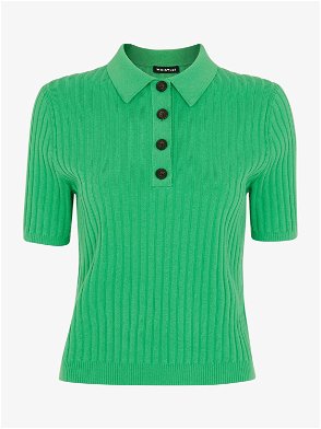 COS Sparkly Ribbed-Knit Shirt in DARK GREEN